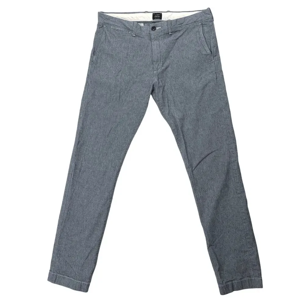 J.Crew Men Gray Mid Rise Stretch Slim Straight Ankle Chino Casual Pants Sz 33x32